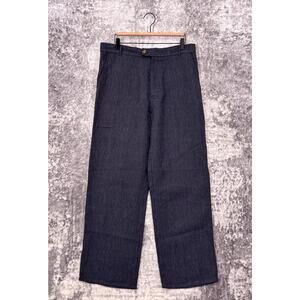 Original Fibres Pants 34 x 30 Mens Blue Pinstripe Linen Straight Leg